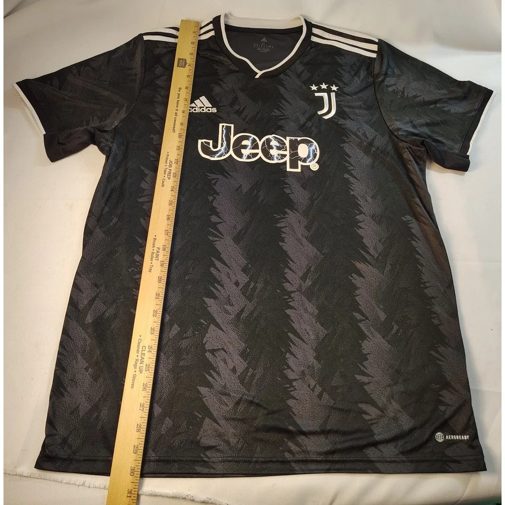 Adidas Juventus 2022-23 Away Soccer Jersey Black Carbon Jeep Graphic Print XL